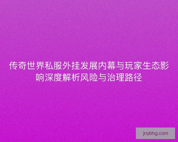 传奇世界私服外挂发展内幕与玩家生态影响深度解析风险与治理路径