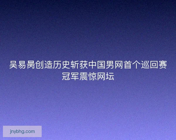 吴易昺创造历史斩获中国男网首个巡回赛冠军震惊网坛